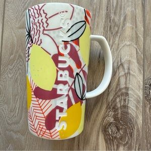 Starbucks 2015 Lemon Tropical Fruit Etched Logo BNWT Ceramic Mug Cup Handle 16oz